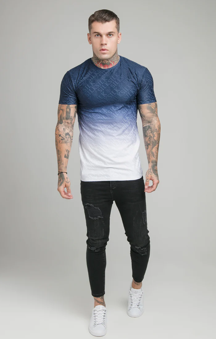 Navy Print Muscle Fit T-Shirt - Image 3