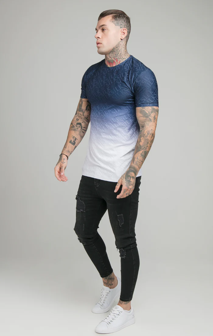 Navy Print Muscle Fit T-Shirt - Image 4