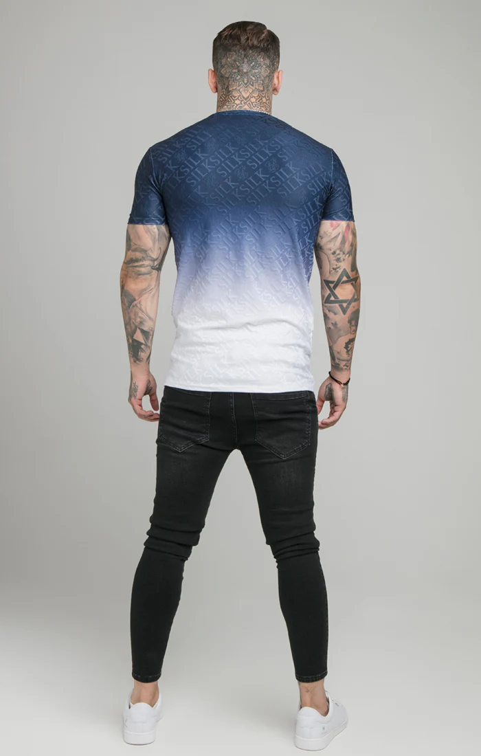 Navy Print Muscle Fit T-Shirt - Image 5
