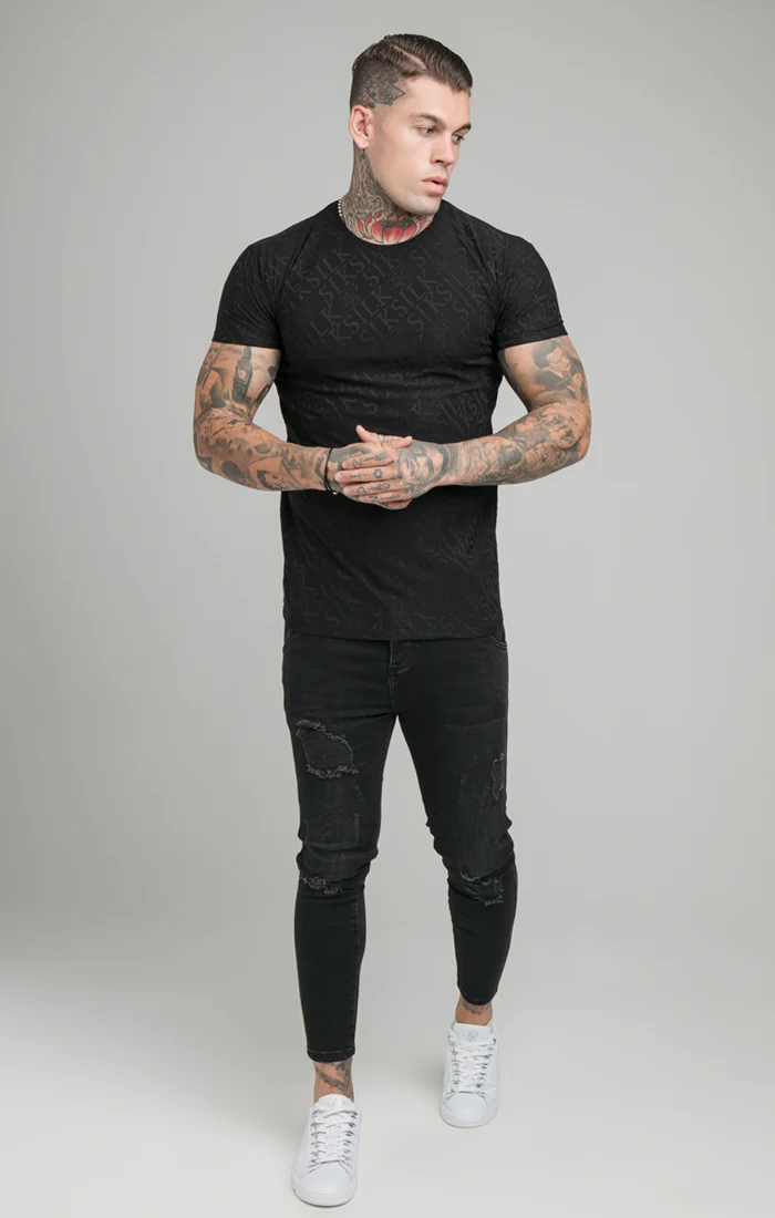 Black Print Muscle Fit T-Shirt