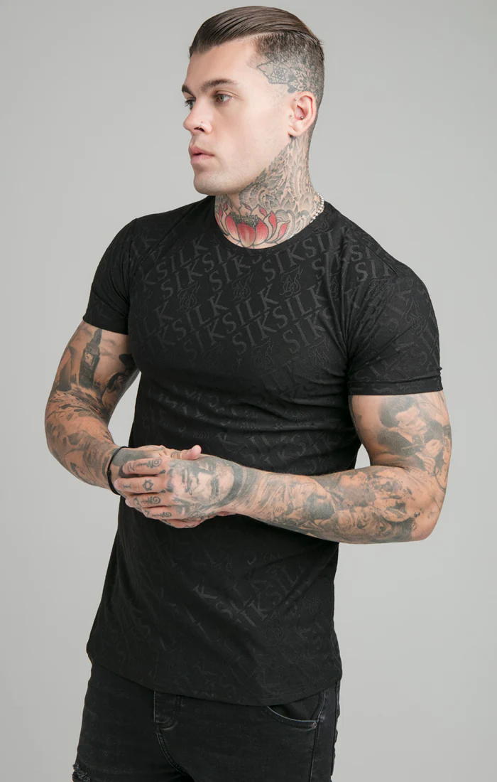 Black Print Muscle Fit T-Shirt - Image 2