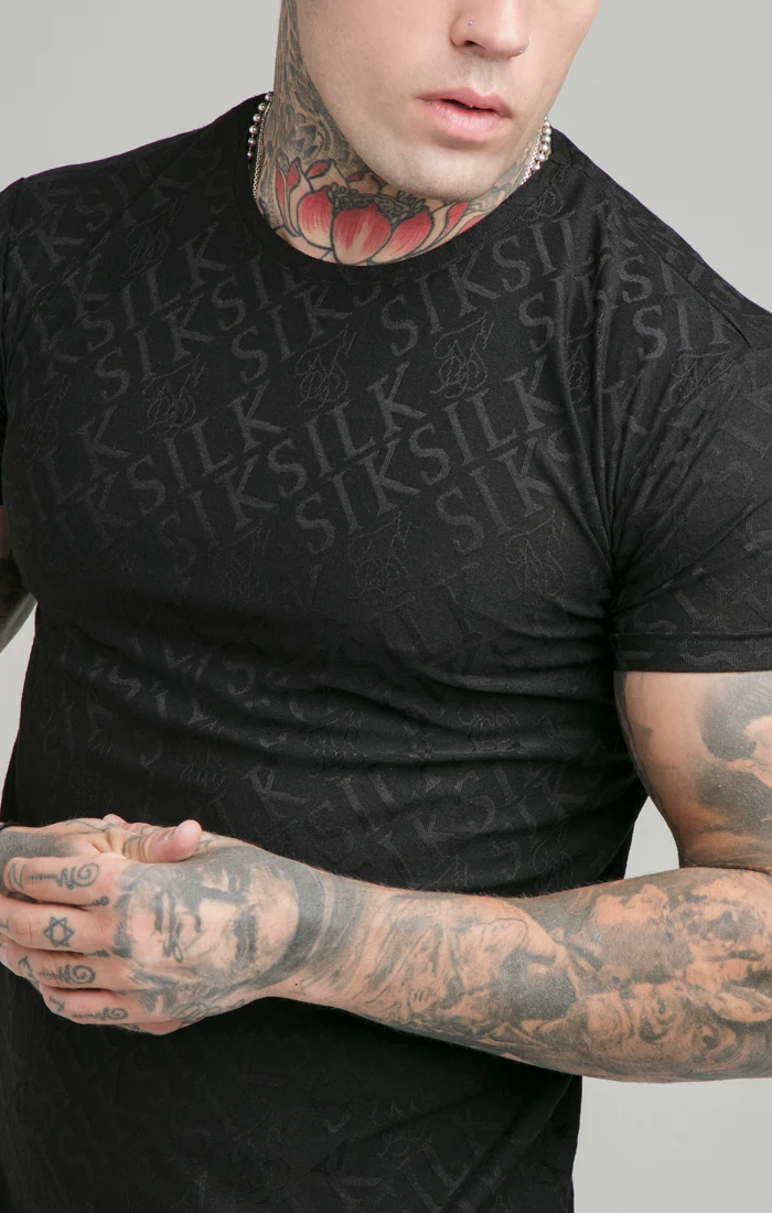 Black Print Muscle Fit T-Shirt - Image 3