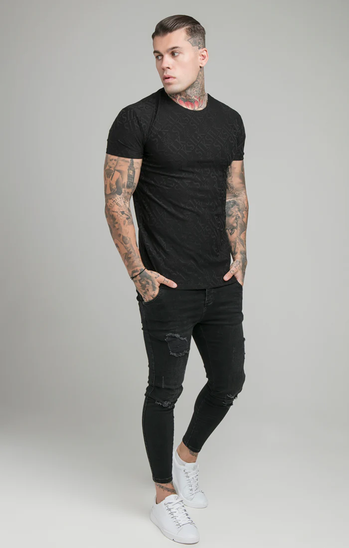 Black Print Muscle Fit T-Shirt - Image 4