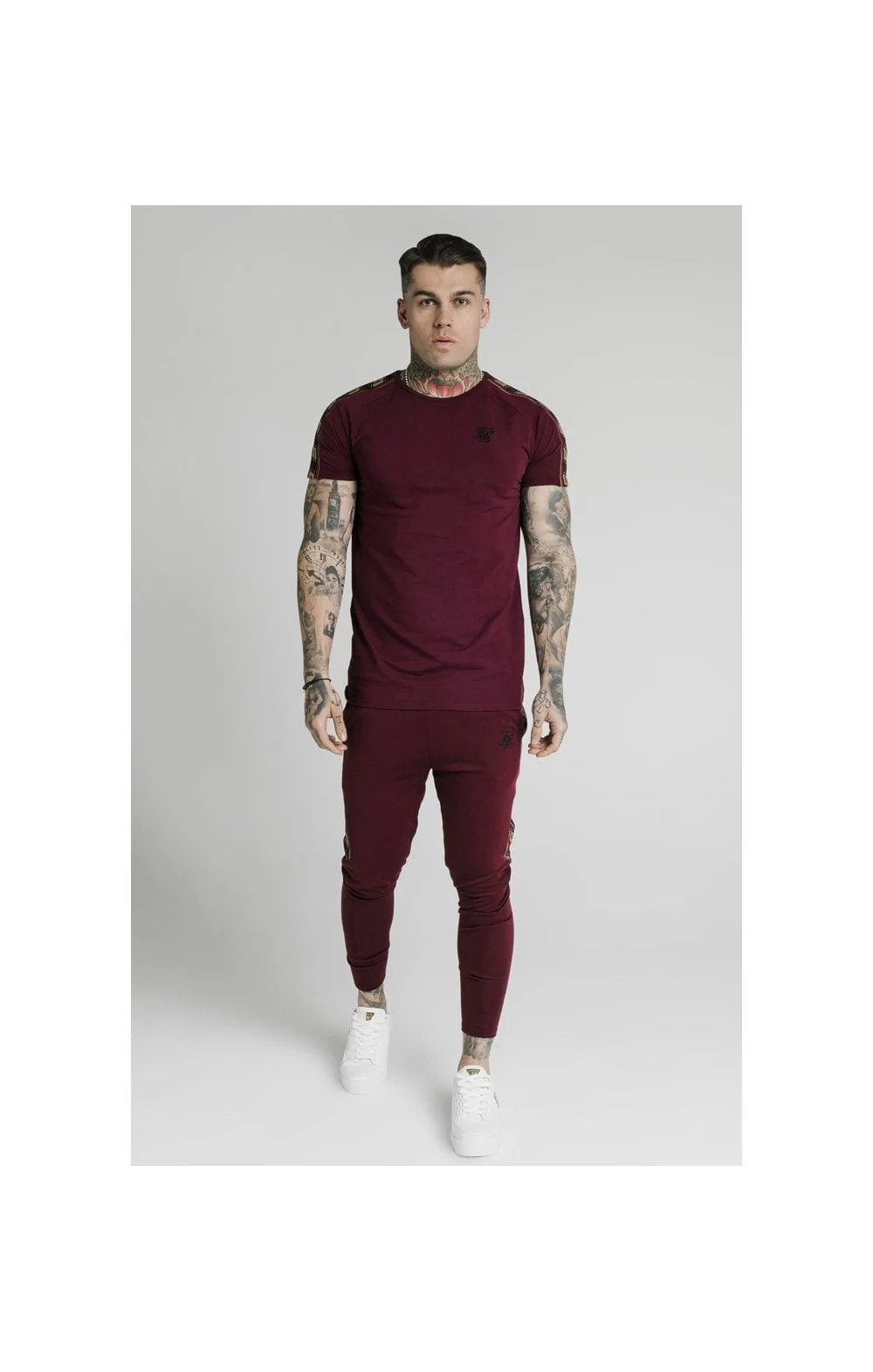 SikSilk Jacquard Raglan Tech Tee - Burgundy - Image 3