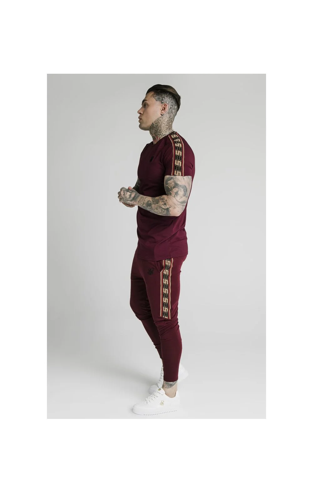 SikSilk Jacquard Raglan Tech Tee - Burgundy - Image 5