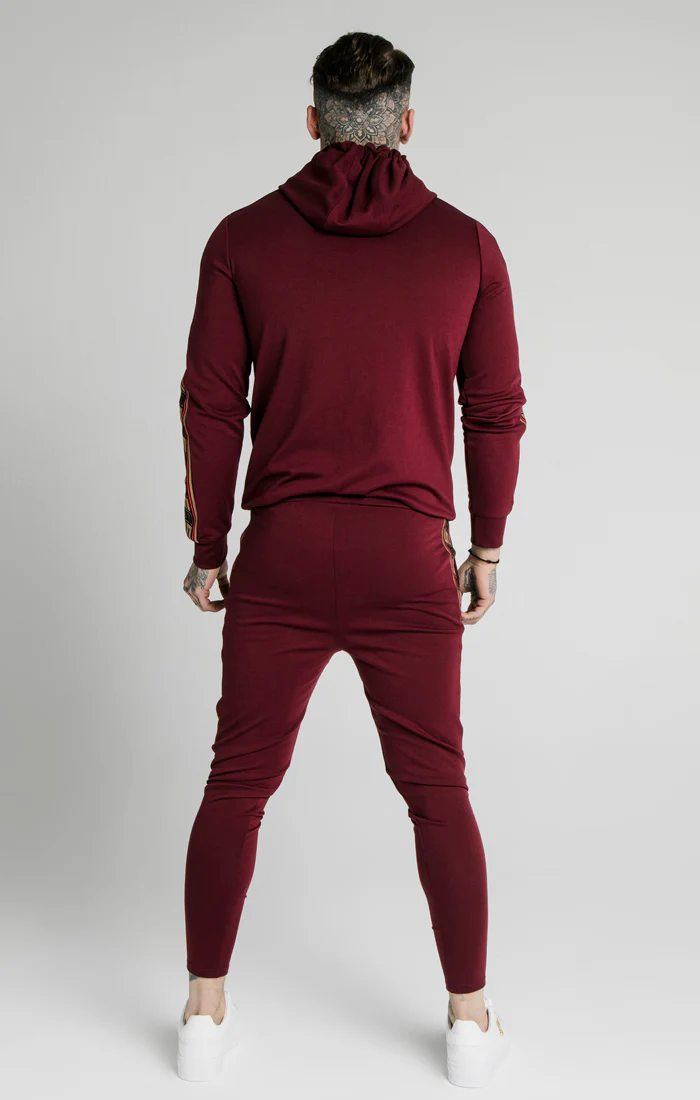 SikSilk Jacquard Retro Overhead Hoodie - Burgundy - Image 5