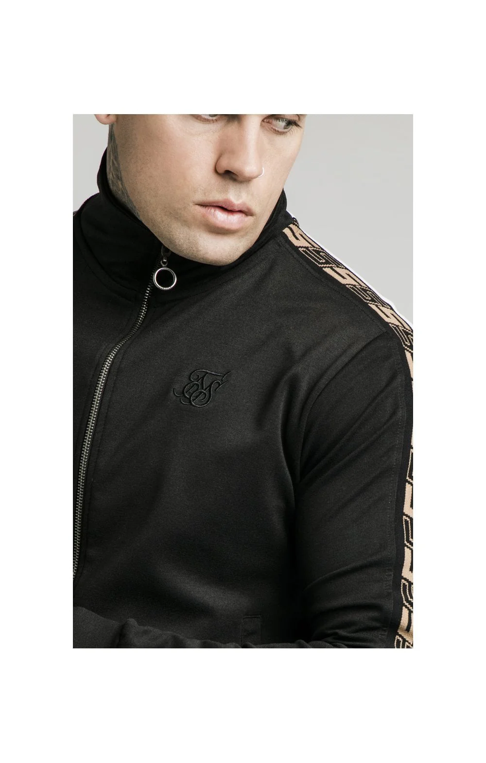 SikSilk Jacquard Retro Zip Through - Black - Image 2