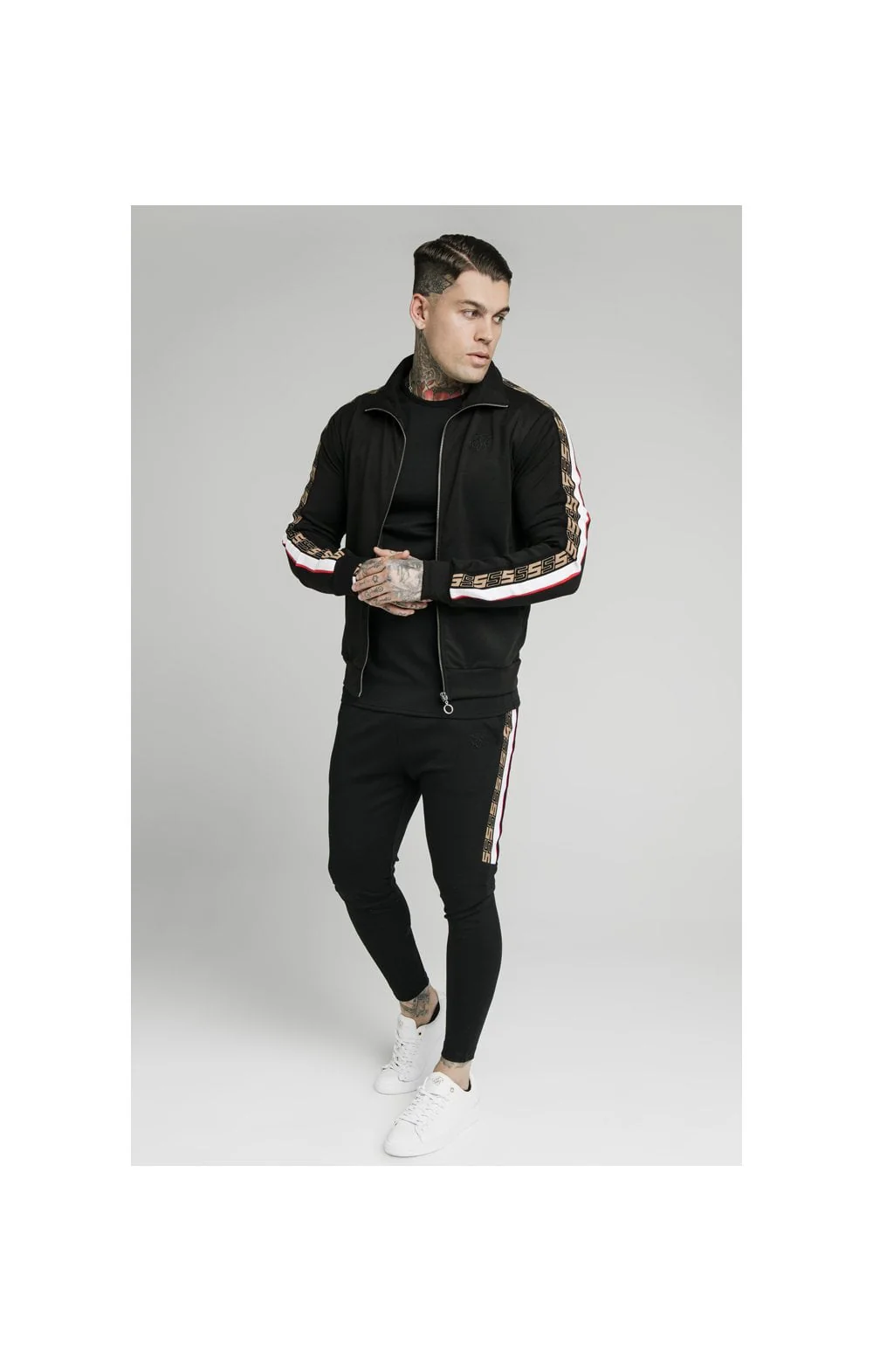 SikSilk Jacquard Retro Zip Through - Black - Image 3