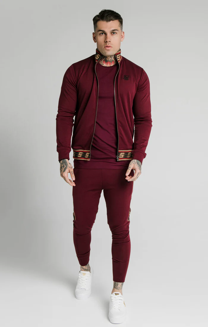 SikSilk Jacquard Retro Zip Through - Burgundy - Image 2