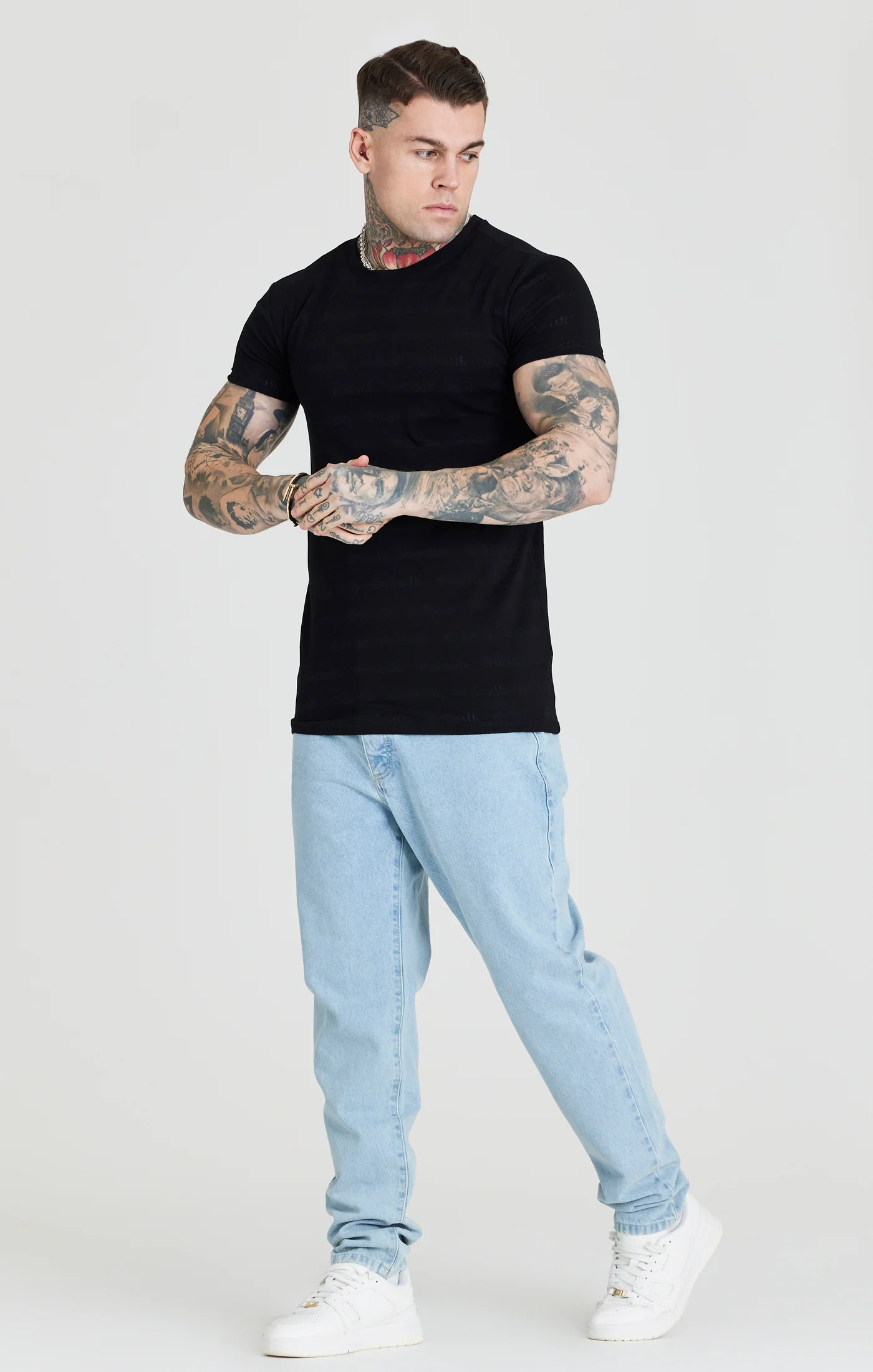 SikSilk Jacquard Tee - Black - Image 3