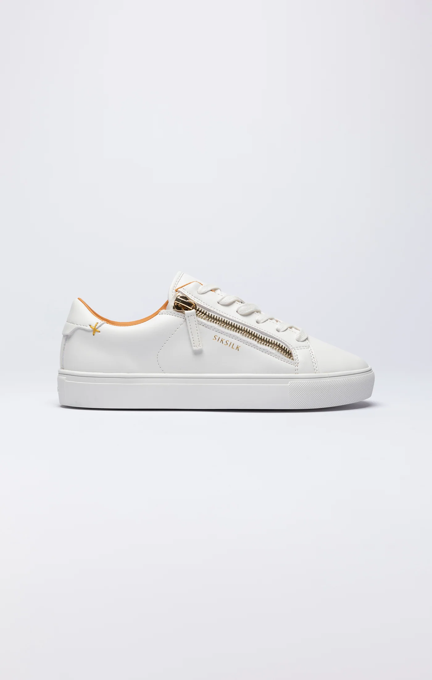 White Classic Trainer With Functional Zip