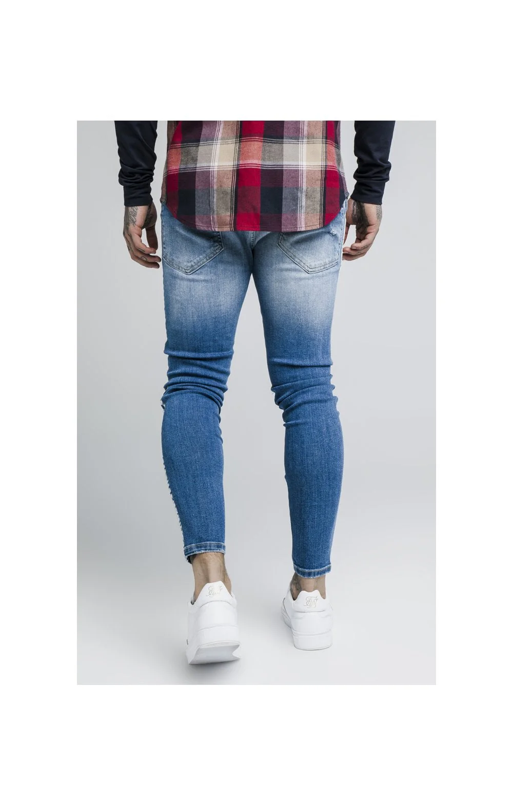 SikSilk Knee Burst Paint Stripe Denims - Midstone - Image 4