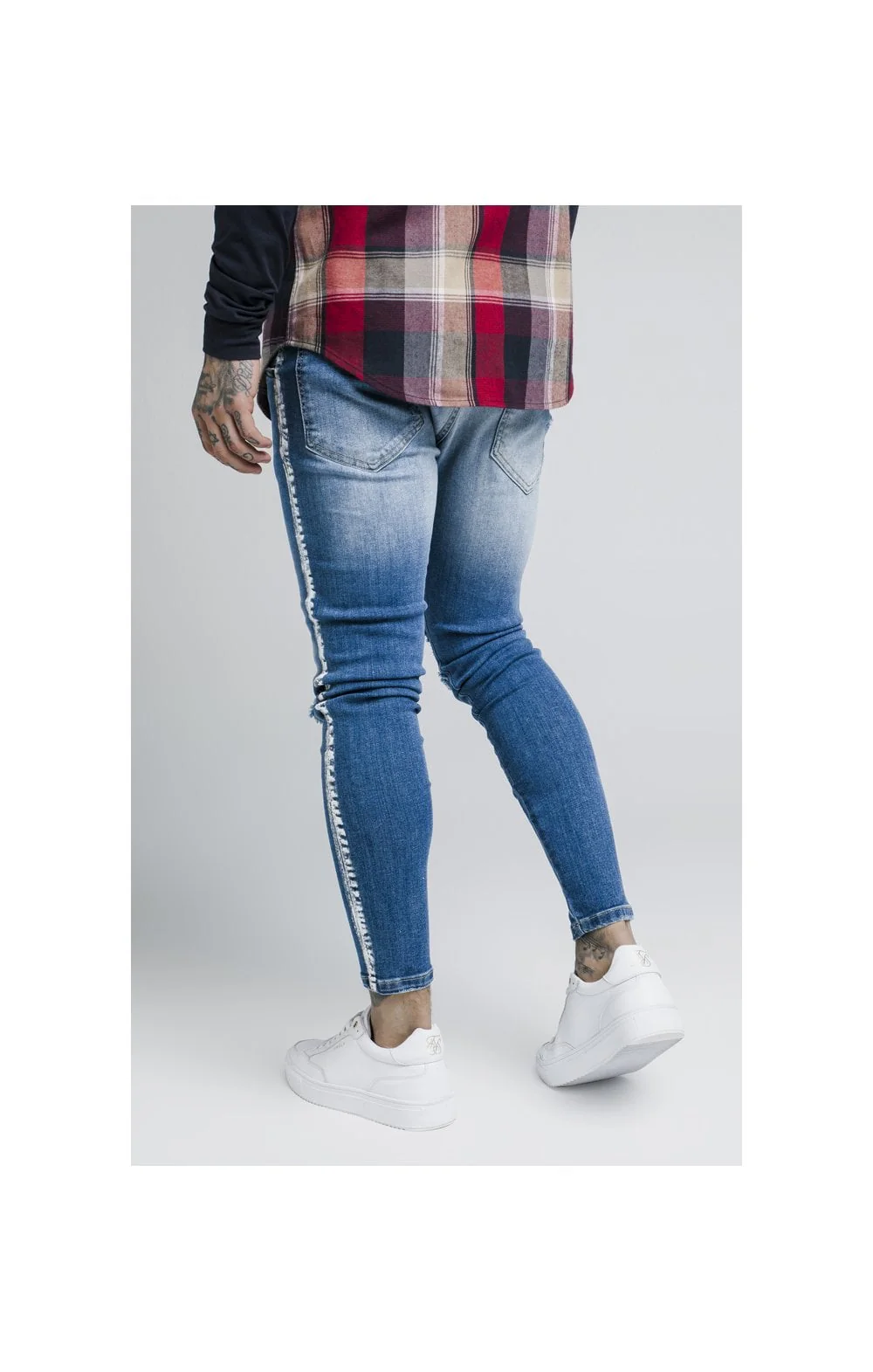 SikSilk Knee Burst Paint Stripe Denims - Midstone - Image 5