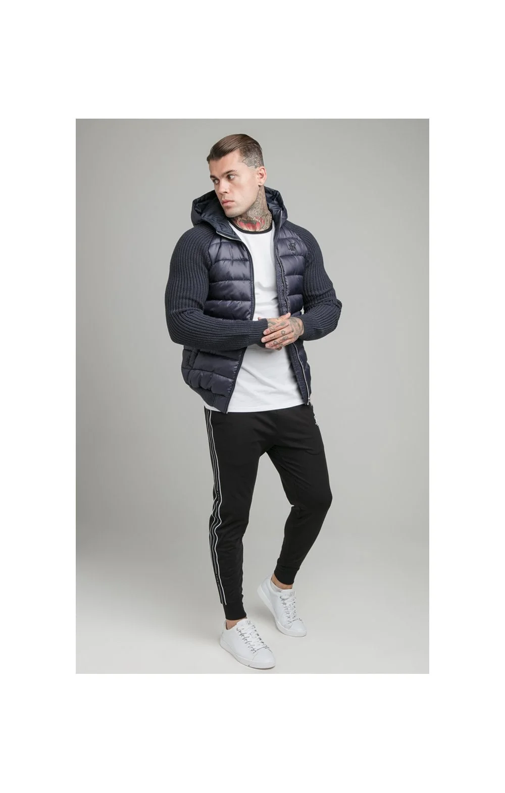 Navy Knit Bubble Jacket - Image 2