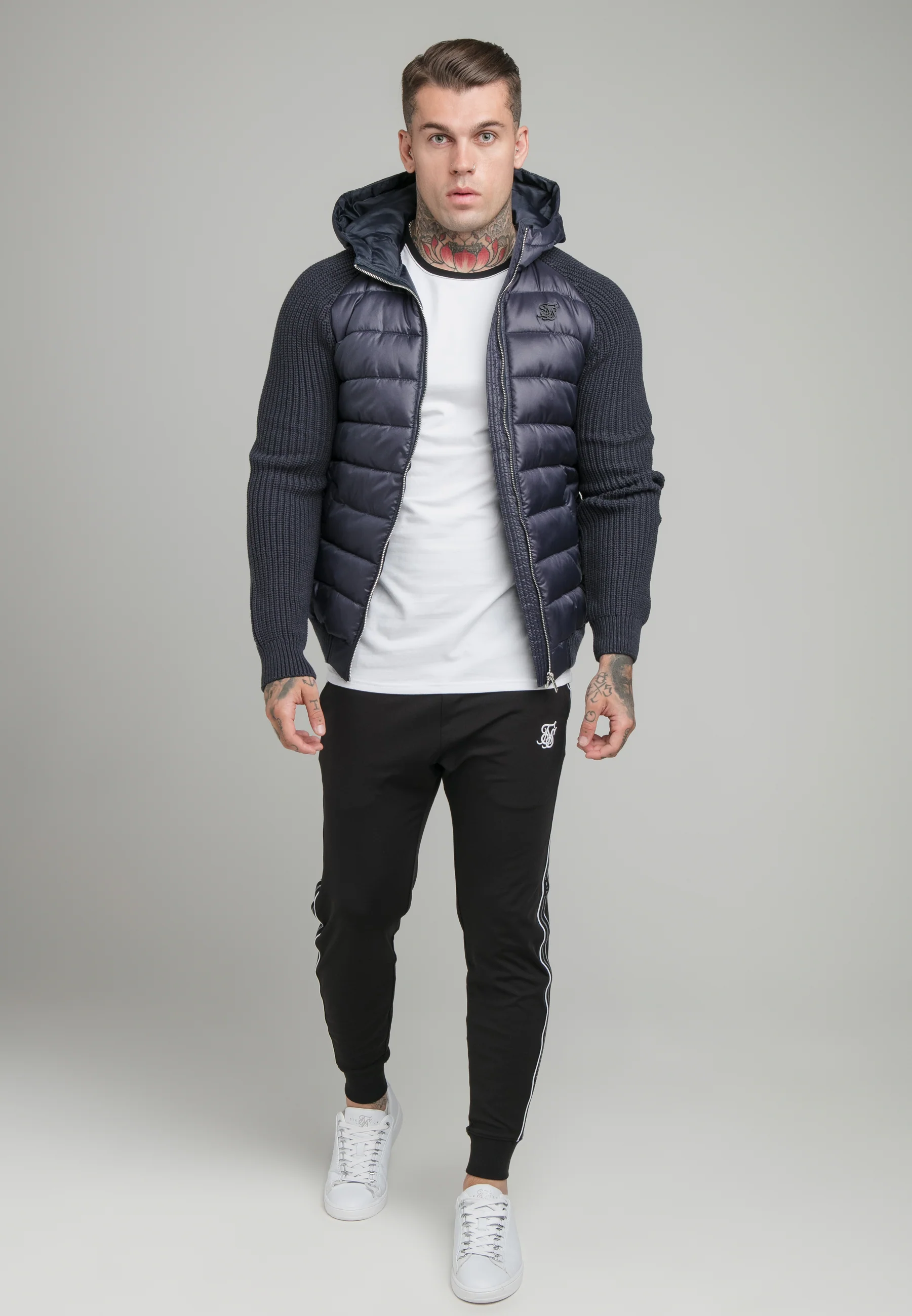 Navy Knit Bubble Jacket - Image 3