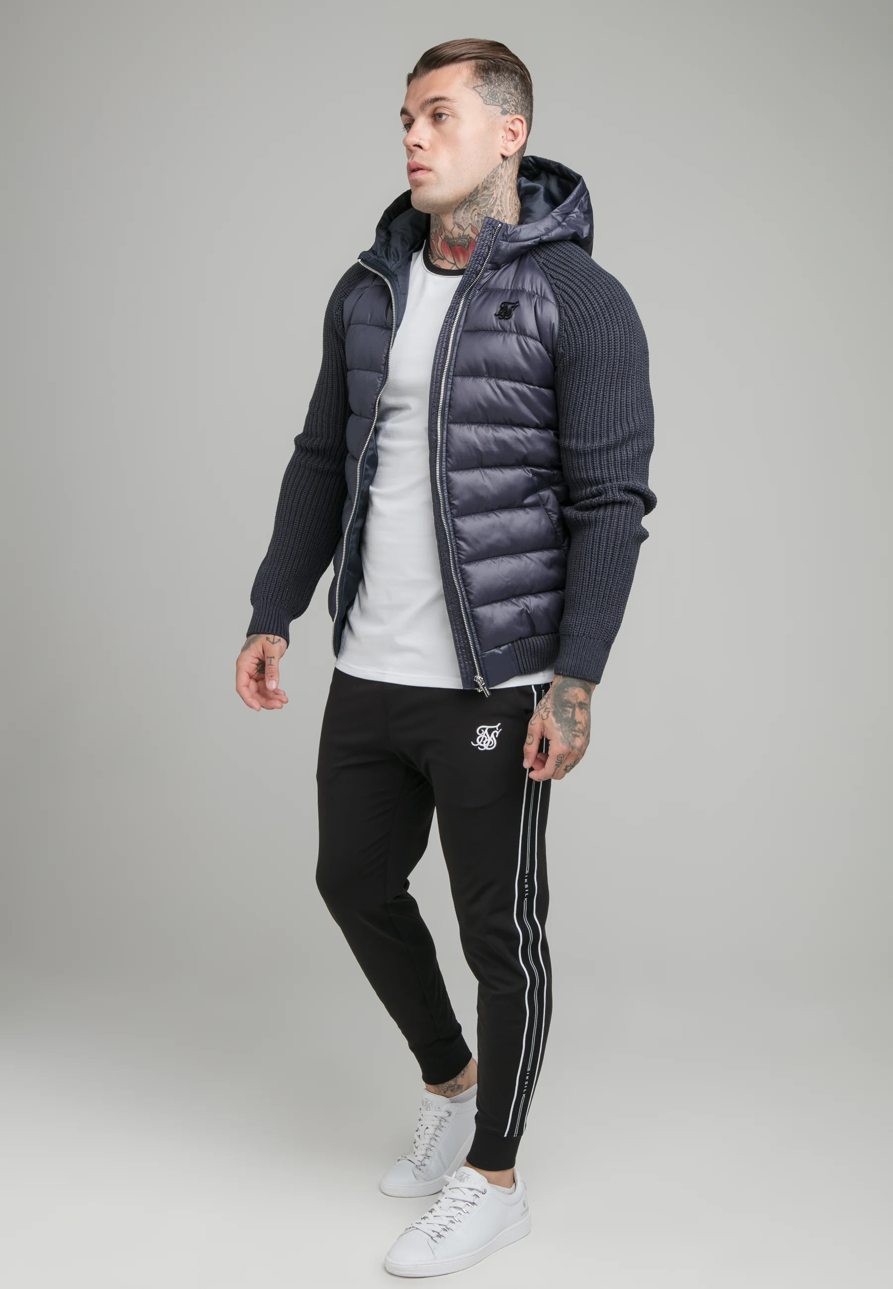 Navy Knit Bubble Jacket - Image 4