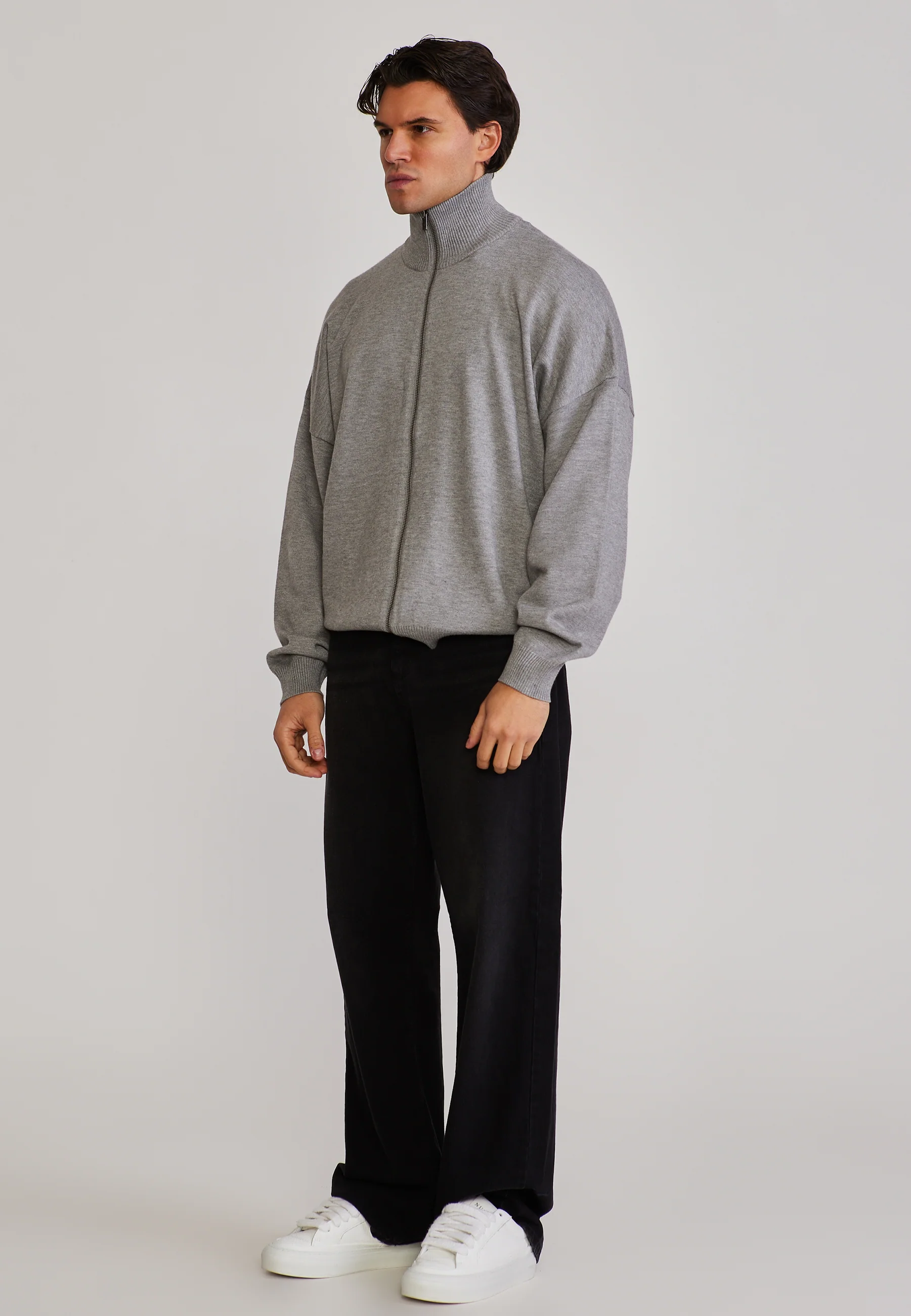 Grey Marl Knitted Cardigan - Image 4