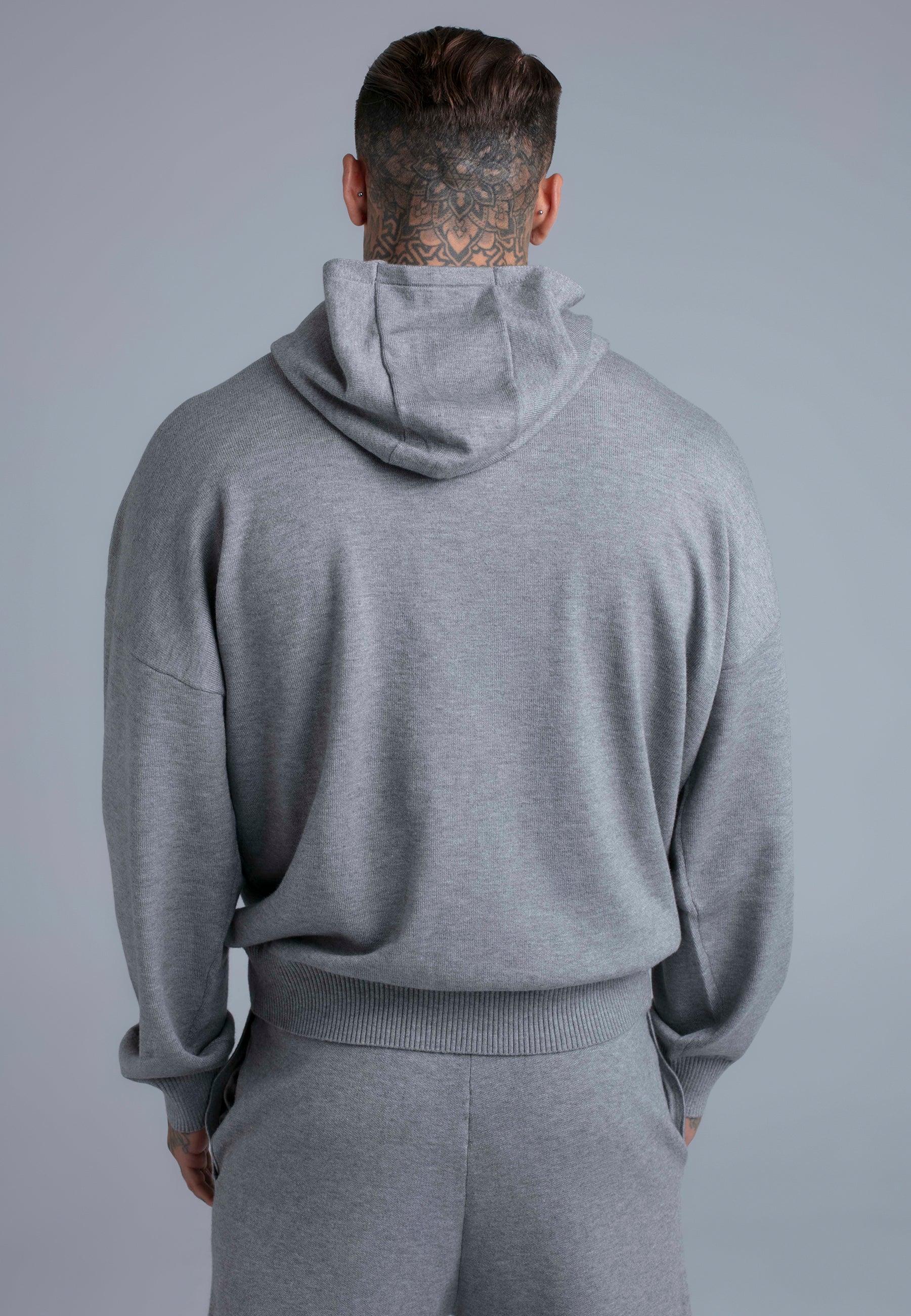 Grey Marl Knitted Hoodie - Image 4