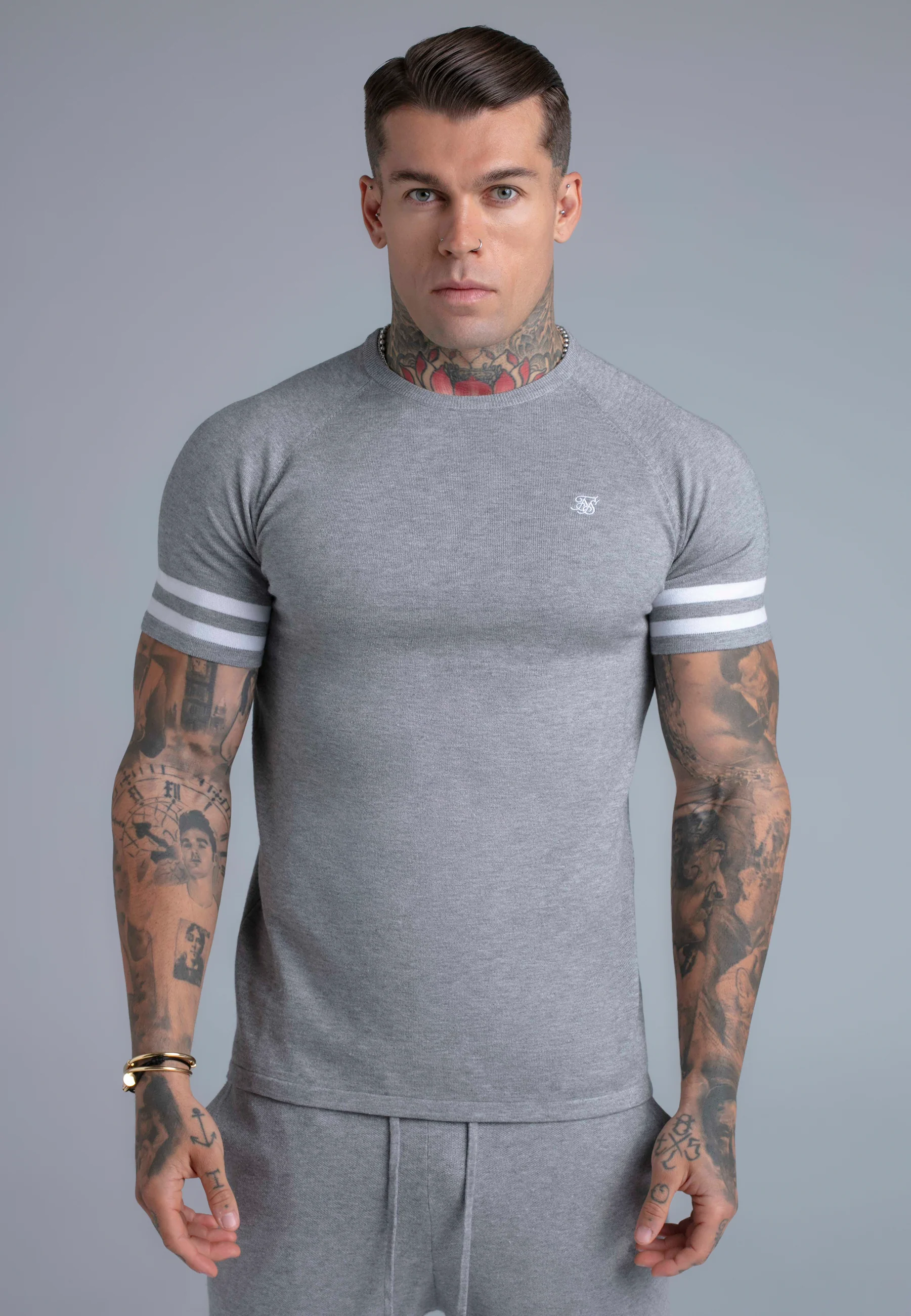 Grey Marl Knitted T-Shirt