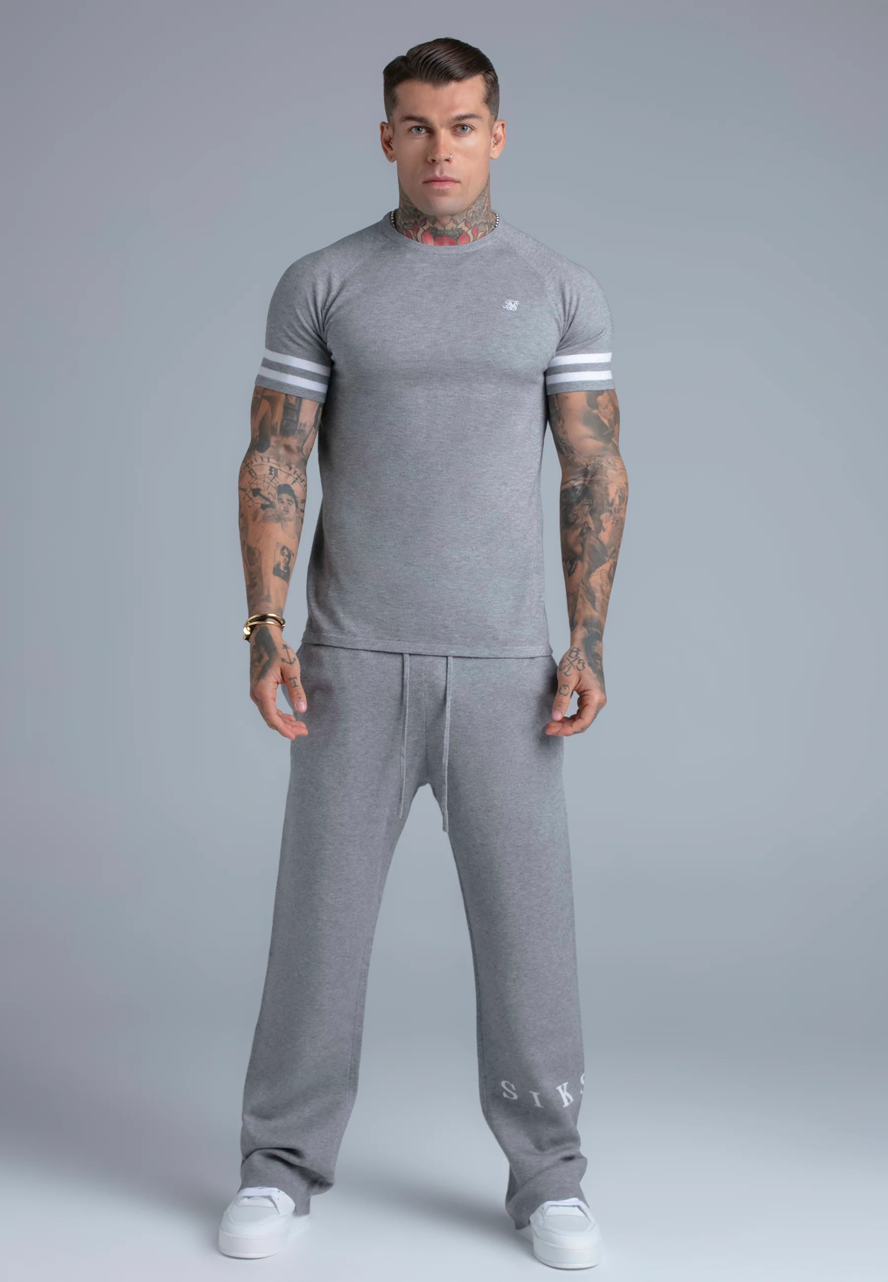 Grey Marl Knitted T-Shirt - Image 3
