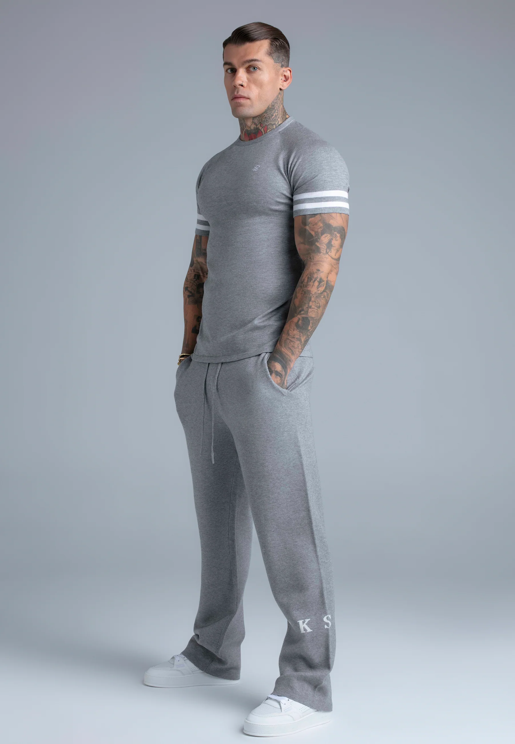 Grey Marl Knitted T-Shirt - Image 4