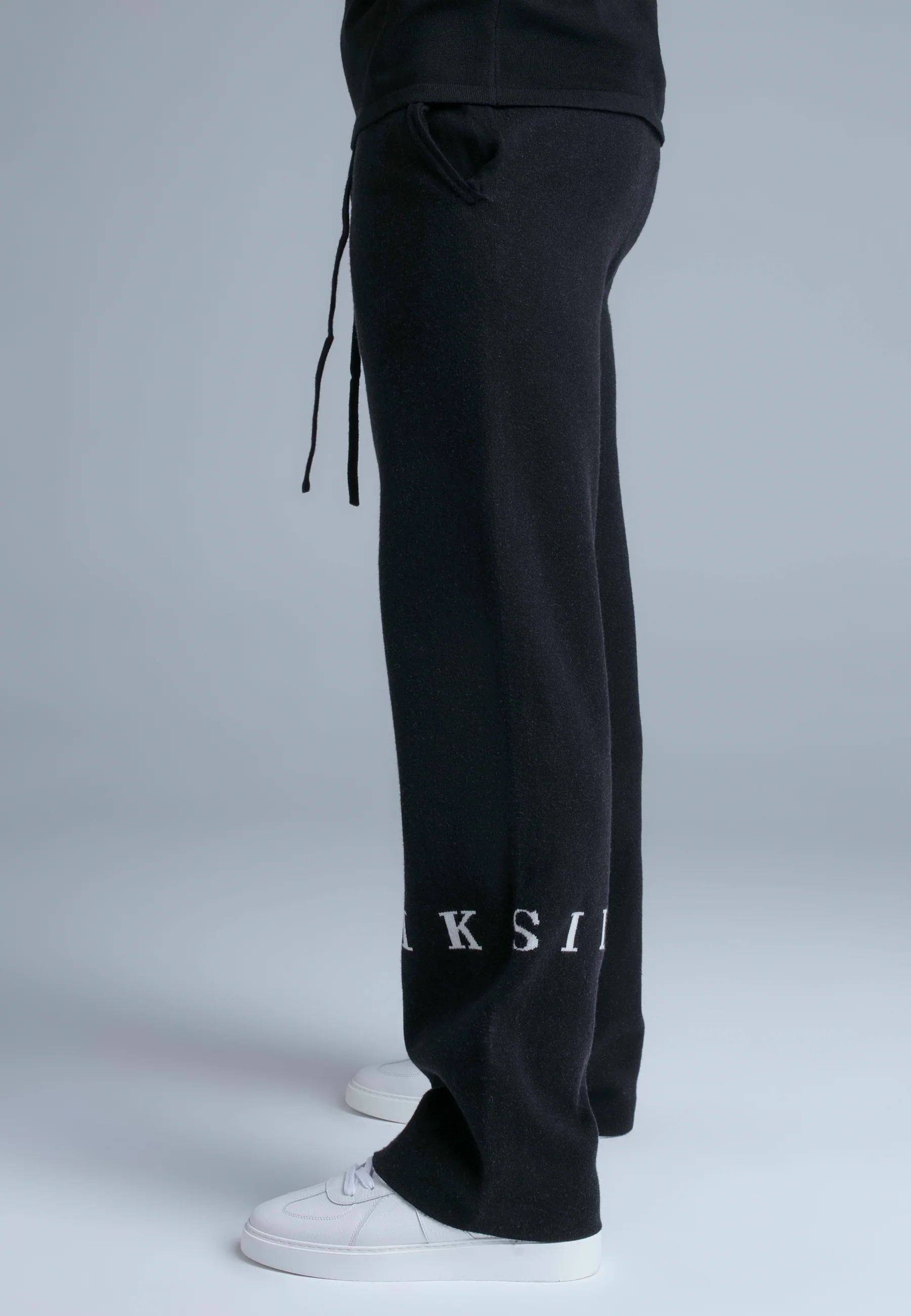 Black Knitted Track Pants - Image 3