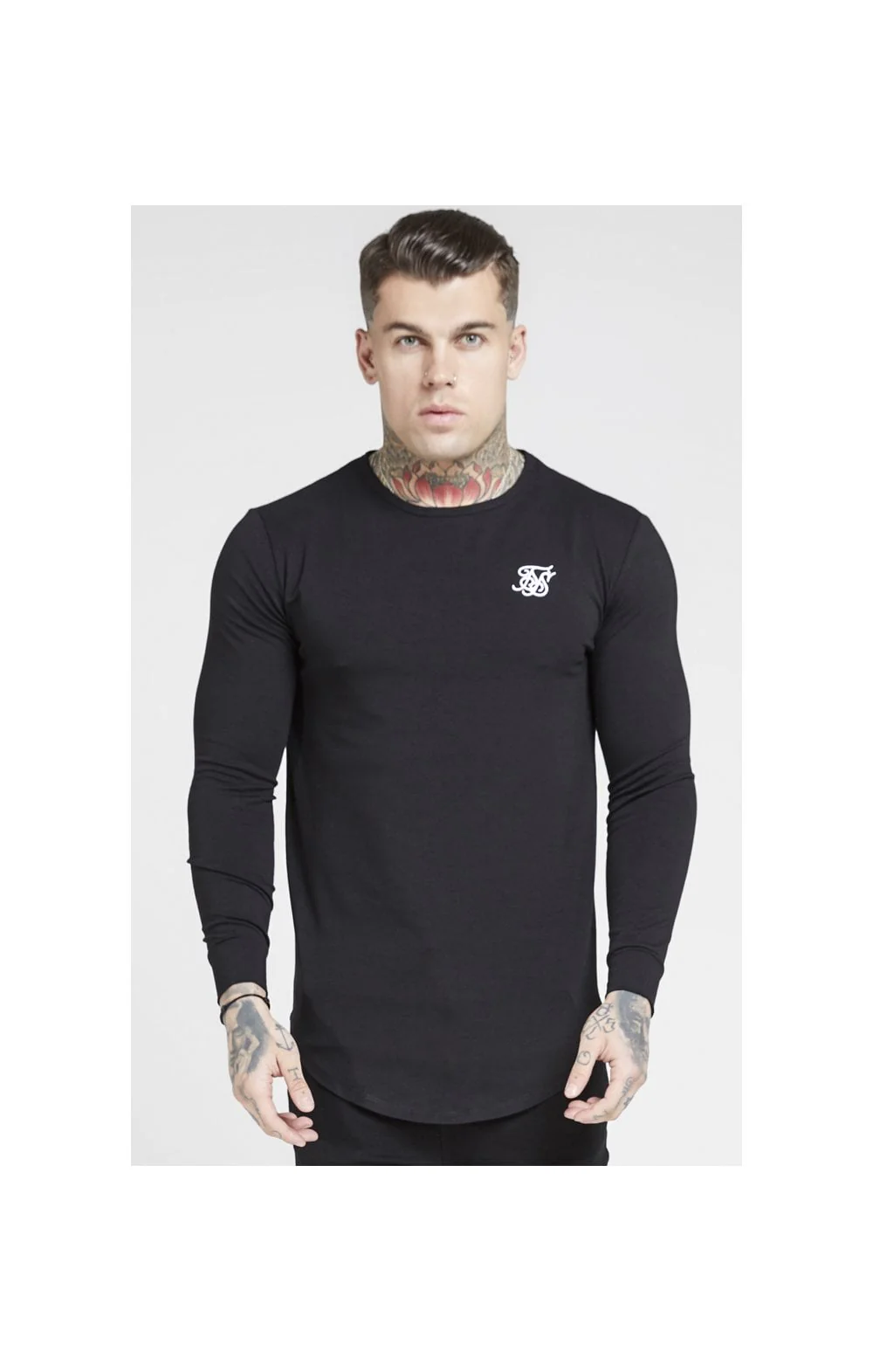 SikSilk L/S Core Gym Tee – Jet Black