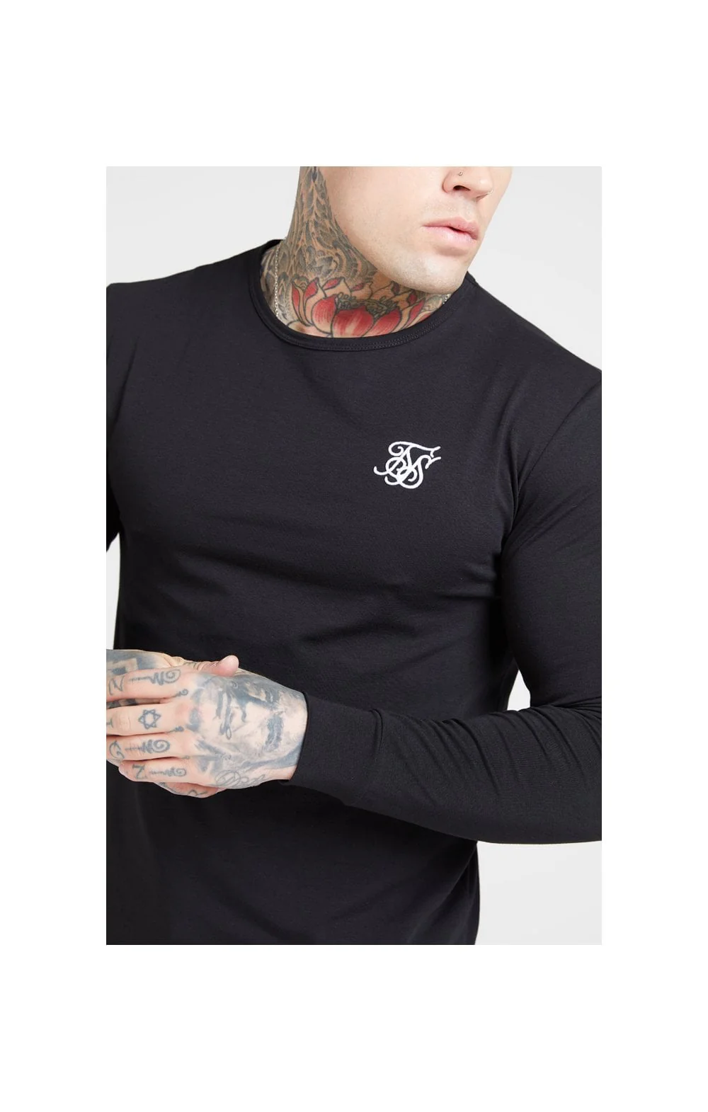 SikSilk L/S Core Gym Tee – Jet Black - Image 2