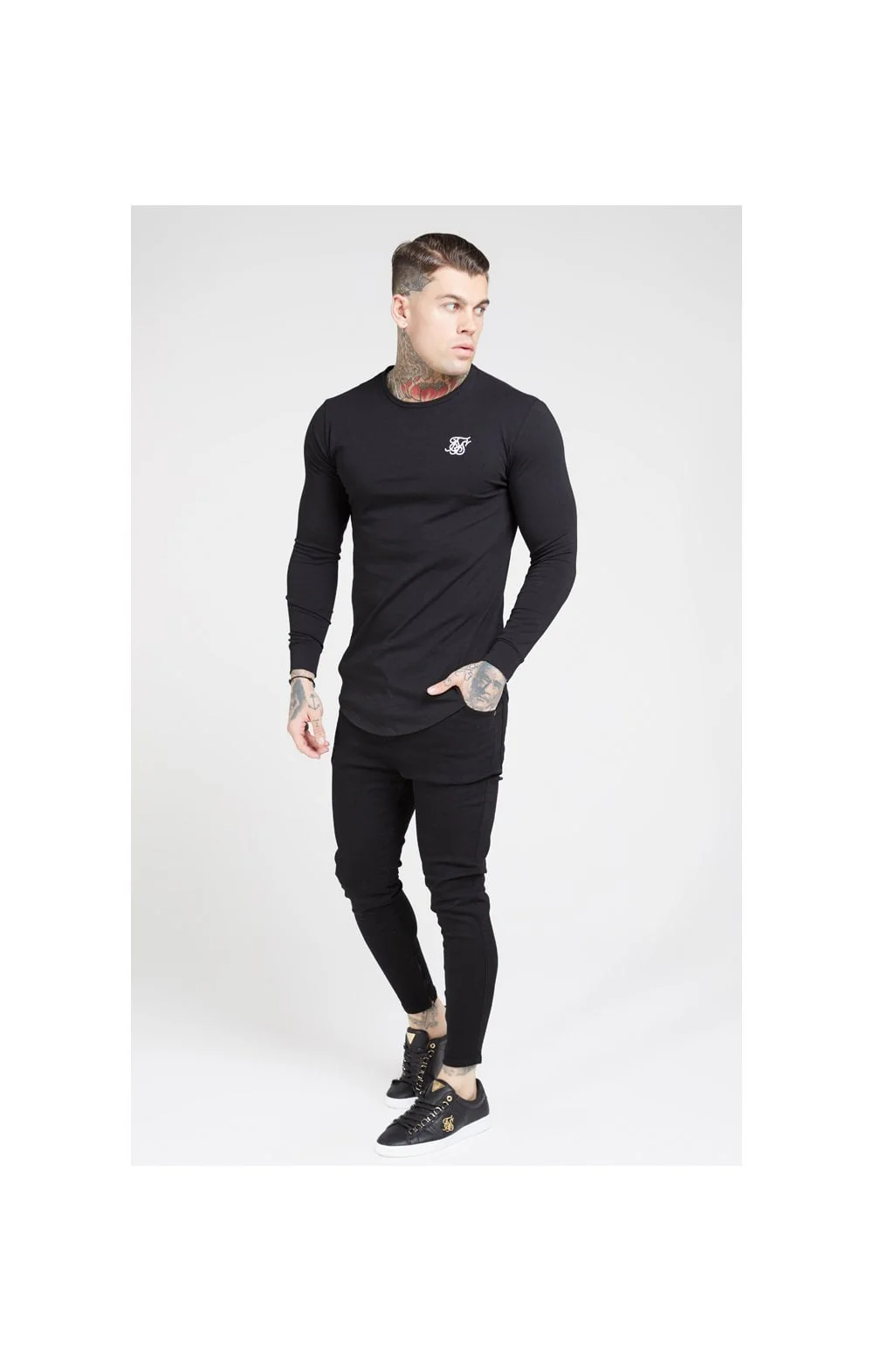SikSilk L/S Core Gym Tee – Jet Black - Image 3