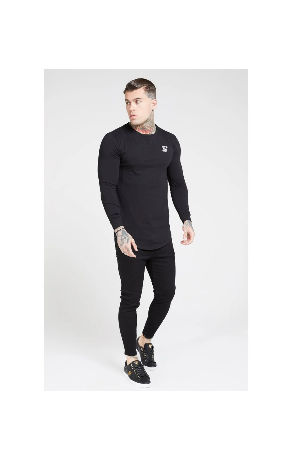 SikSilk L/S Core Gym Tee – Jet Black - Image 4