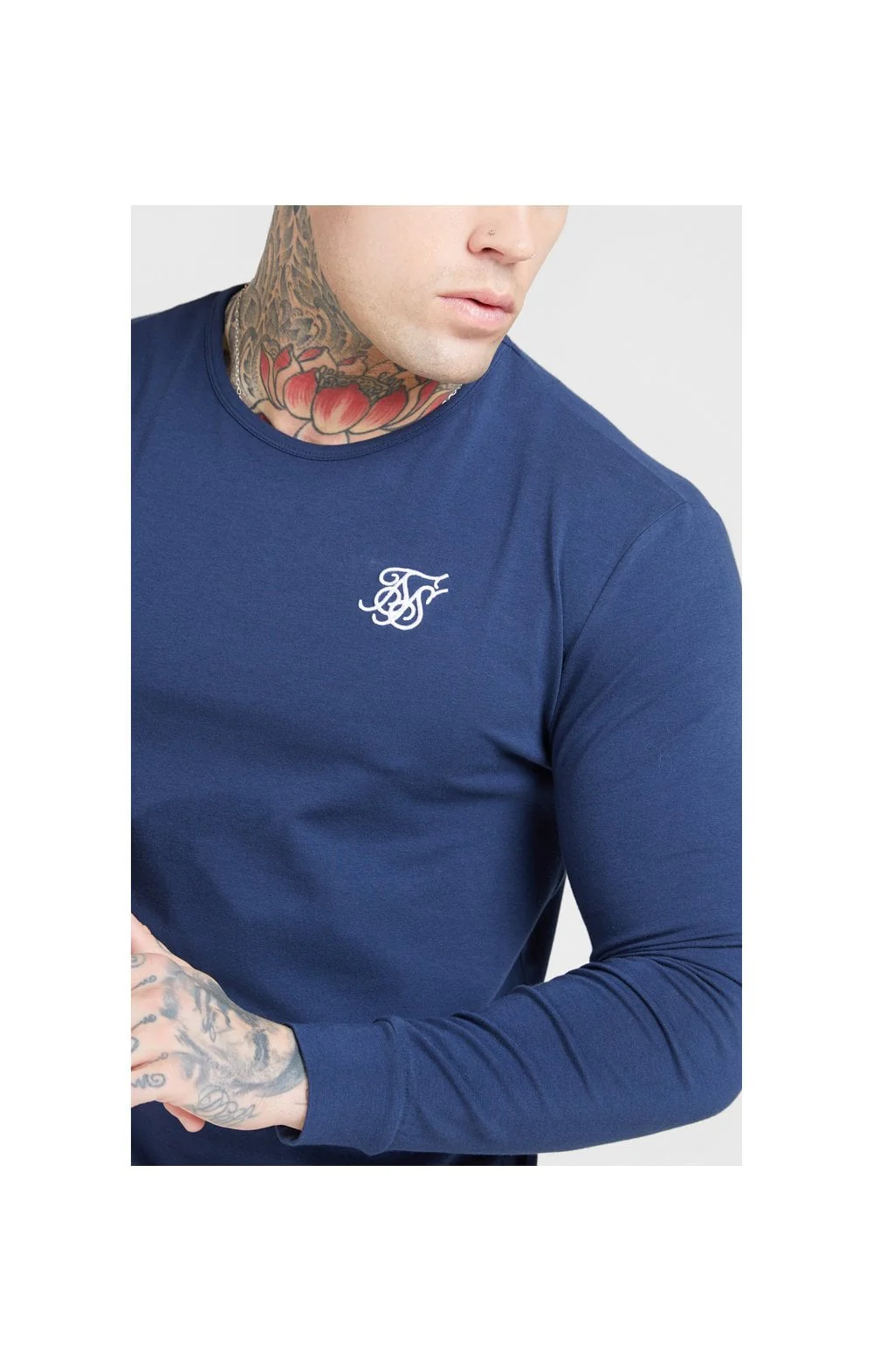 SikSilk L/S Core Gym Tee – Navy - Image 2