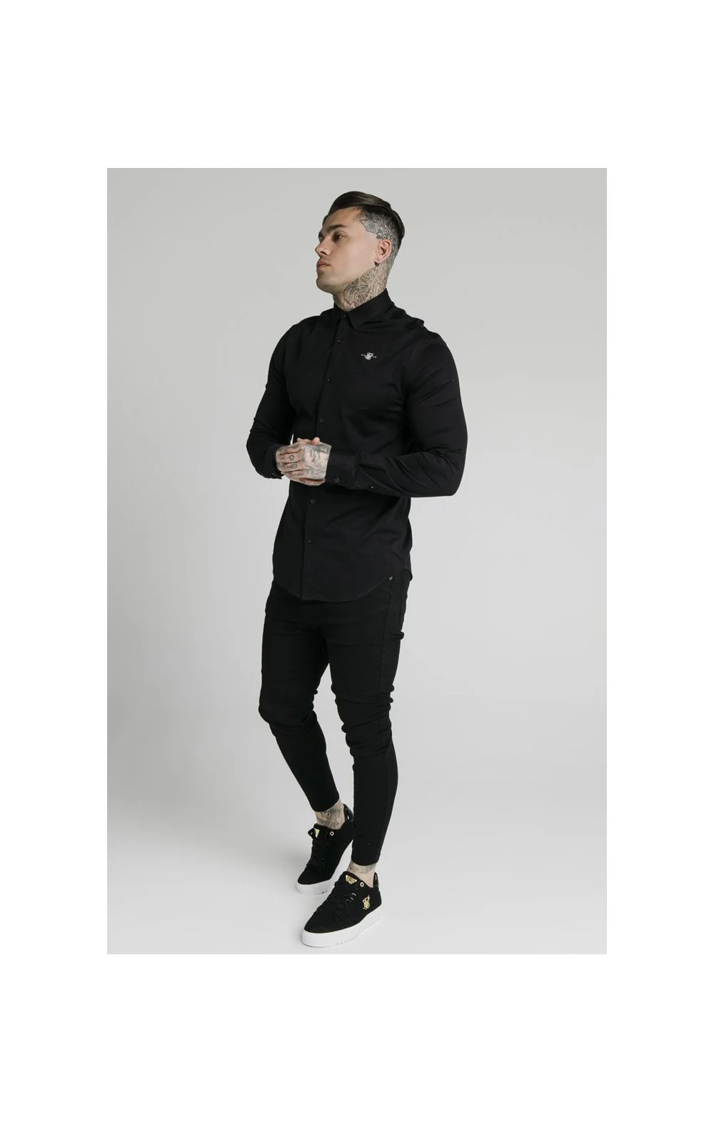 SikSilk L/S Cotton Shirt - Black - Image 5