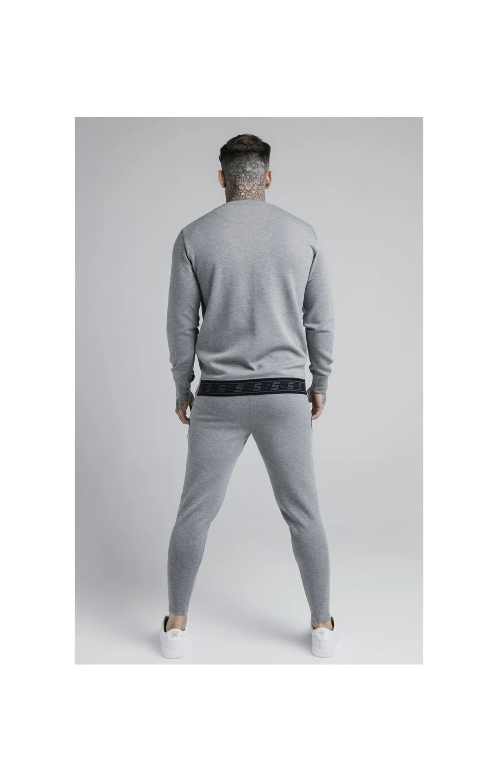 SikSilk L/S Exhibit Sweater - Grey Marl - Image 4
