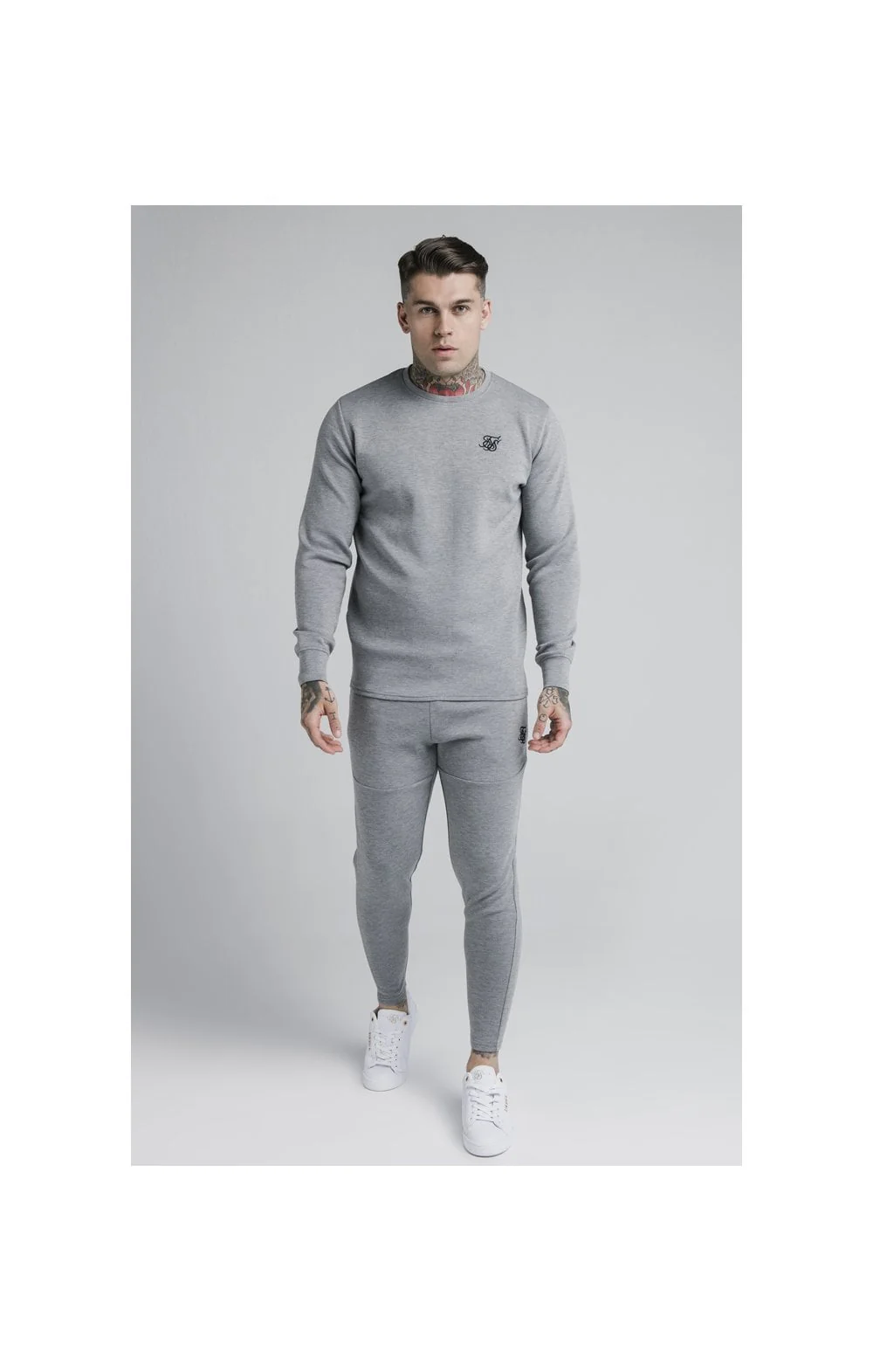 SikSilk L/S Exhibit Sweater - Grey Marl - Image 5