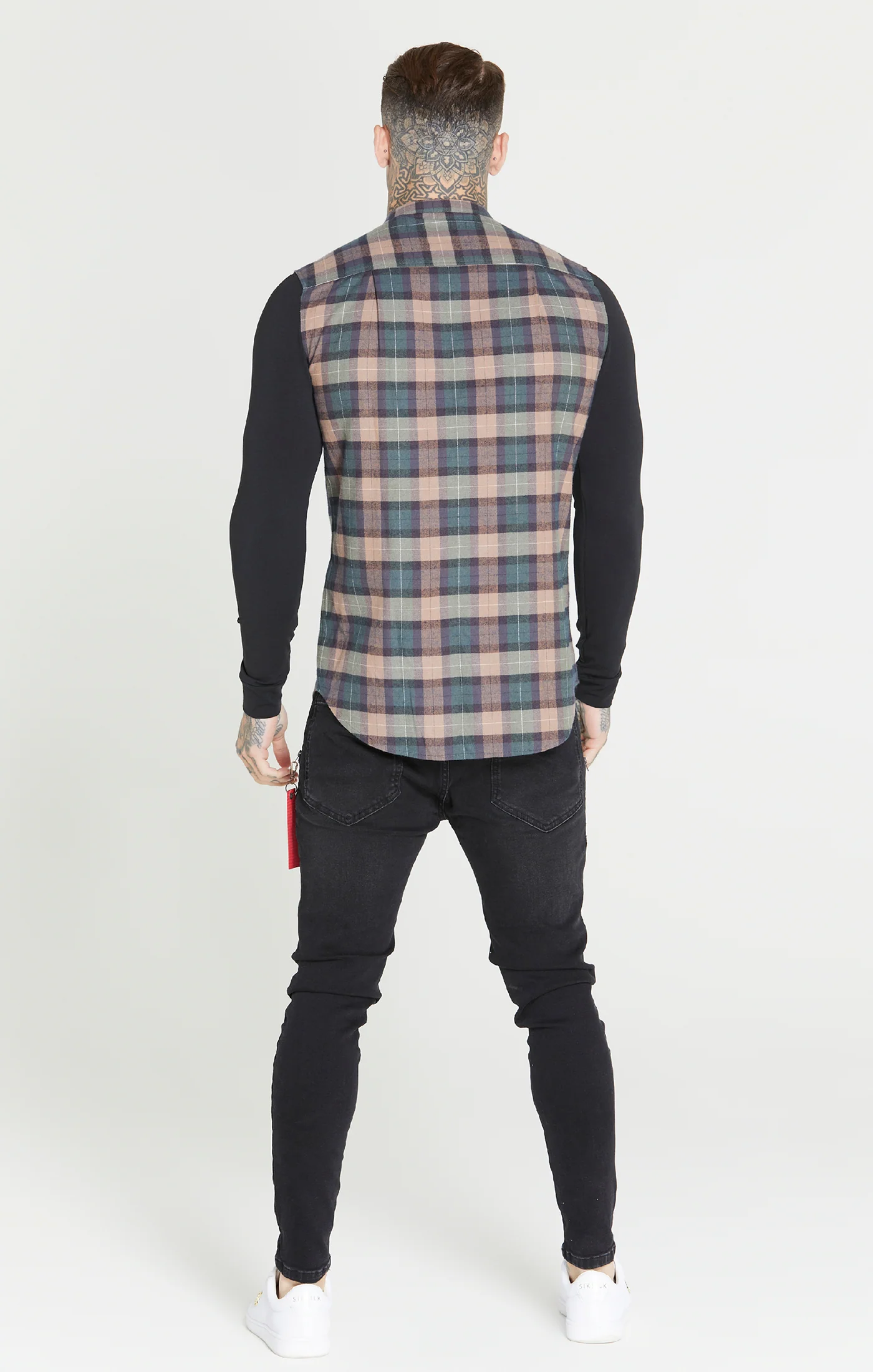 Black Flannel Check Grandad Shirt - Image 5