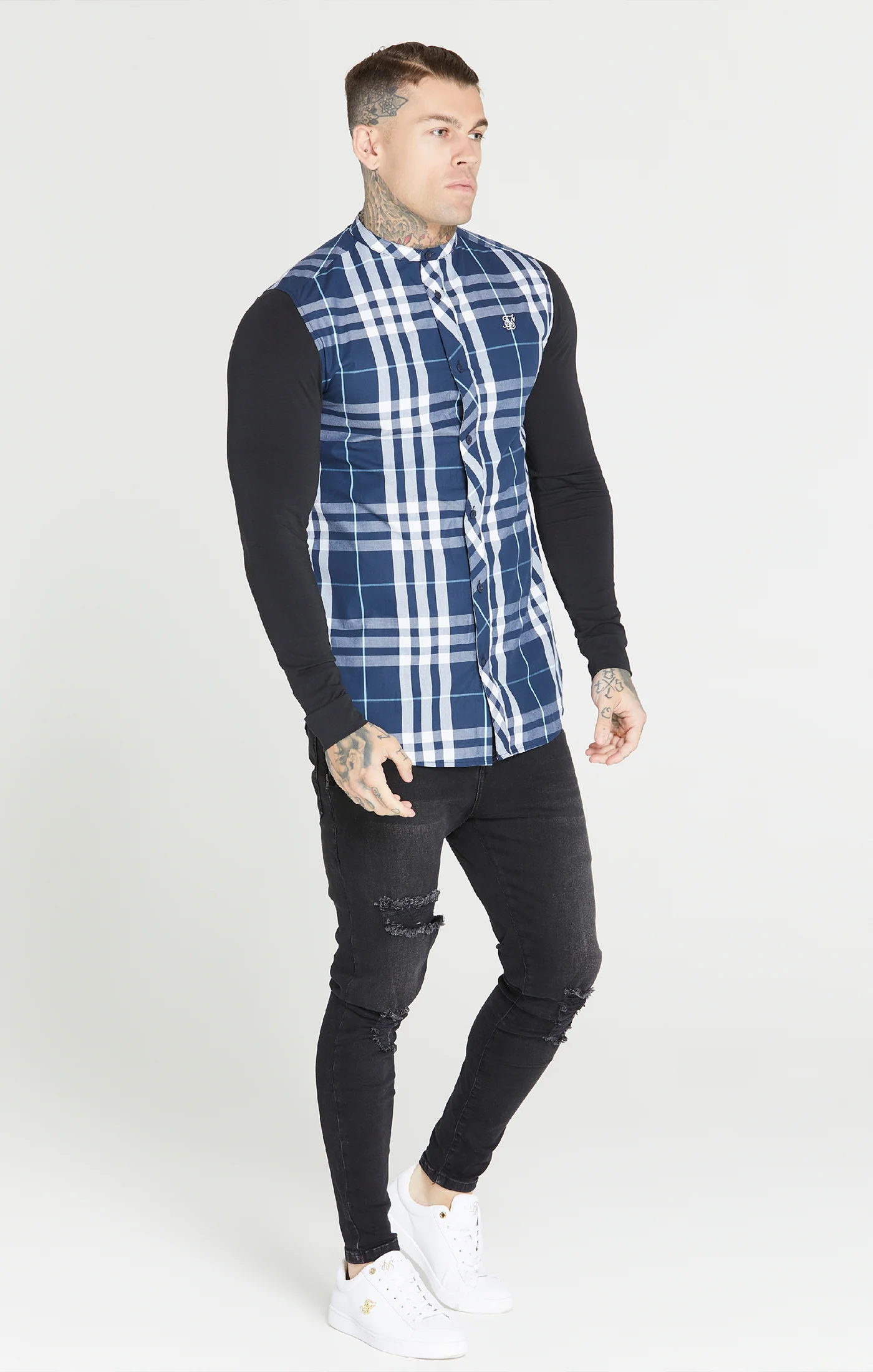 Black Check Grandad Shirt - Image 3