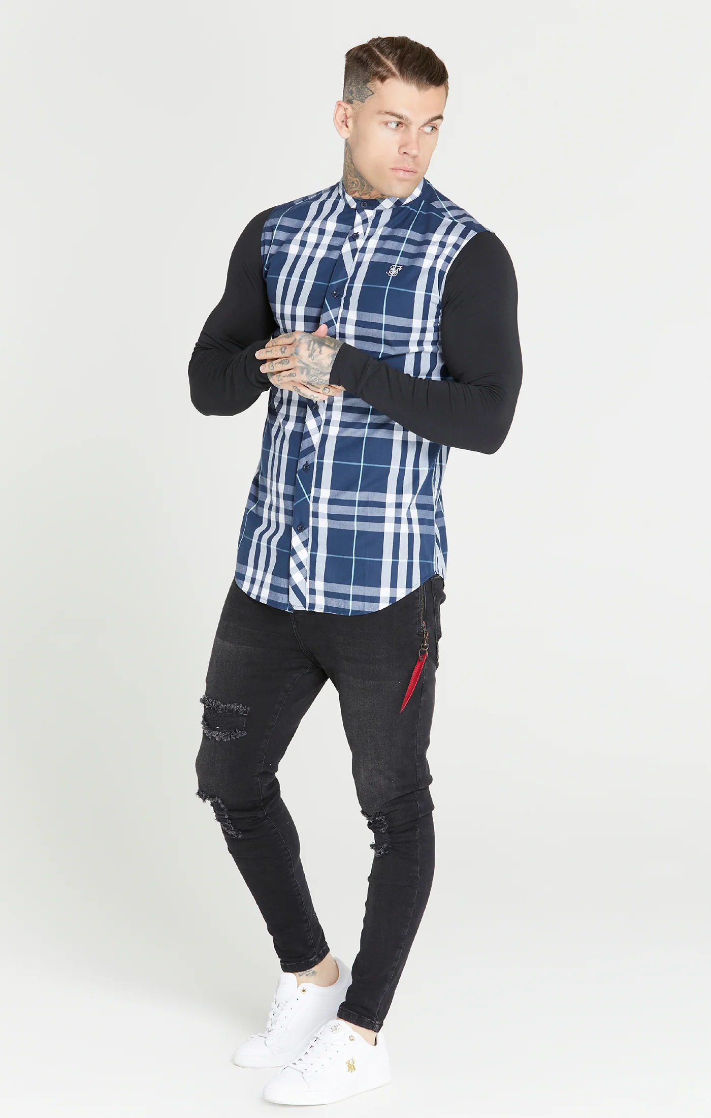 Black Check Grandad Shirt - Image 4