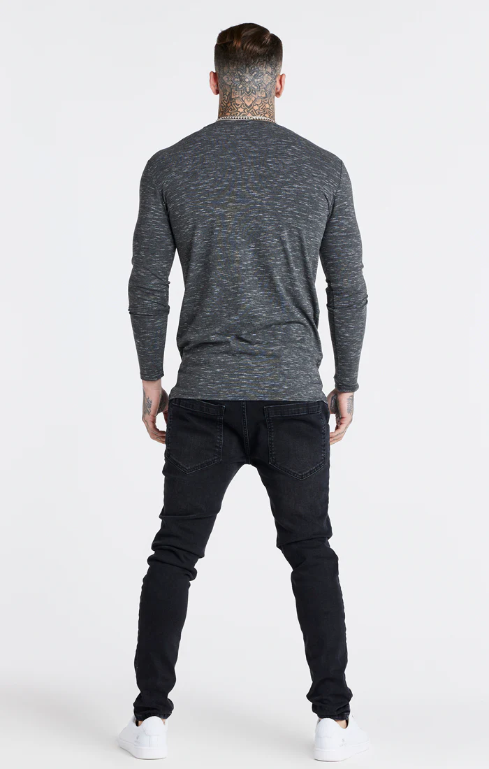 Black Long Sleeve Muscle Fit T-Shirt - Image 6