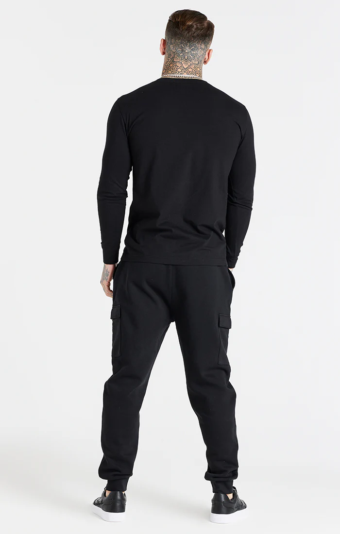Black Essential Long Sleeve Muscle Fit T-Shirt - Image 5