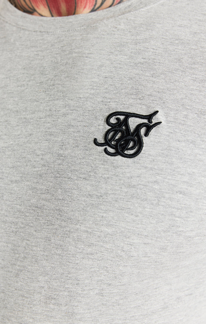 Grey Marl Essential Long Sleeve Muscle Fit T-Shirt - Image 2