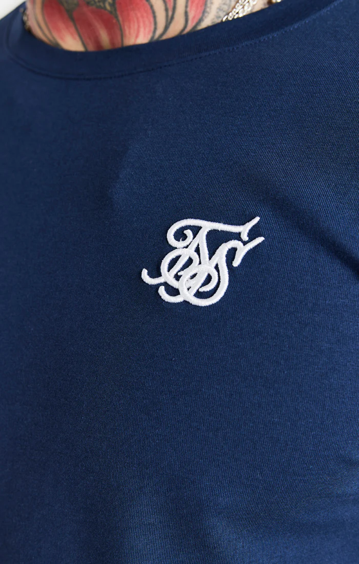 Navy Essential Long Sleeve Muscle Fit T-Shirt - Image 2
