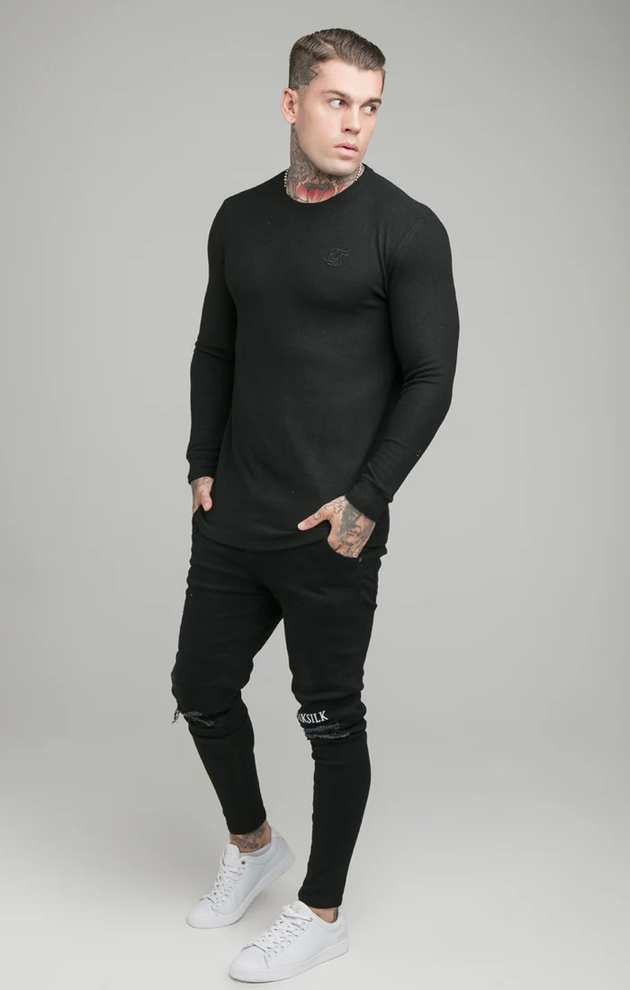 Black Muscle Fit Sweatshirt - Image 3