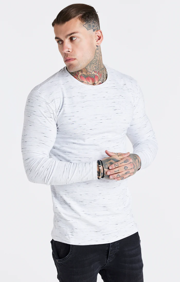 White Long Sleeve Muscle Fit T-Shirt - Image 2
