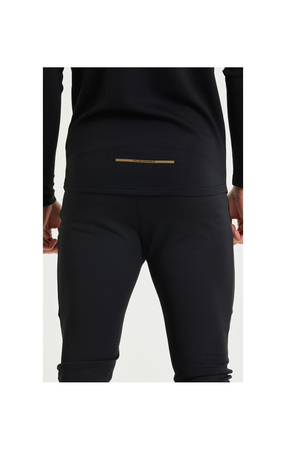 SikSilk L/S Quarter Zip Performance Top - Black & Gold - Image 3