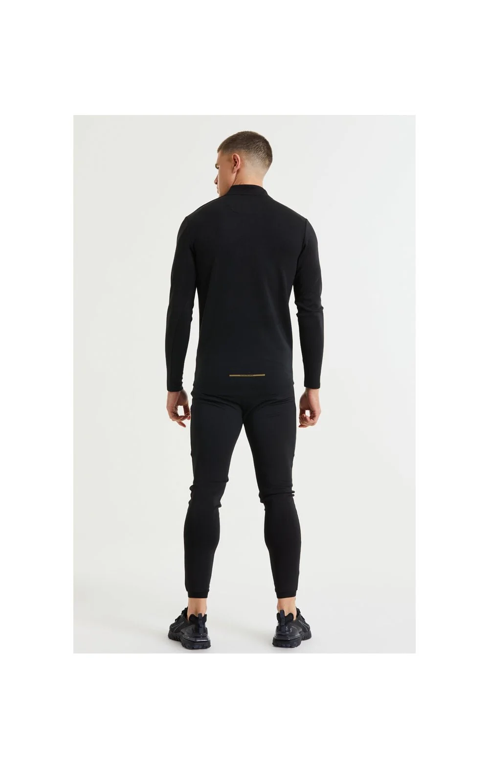 SikSilk L/S Quarter Zip Performance Top - Black & Gold - Image 7