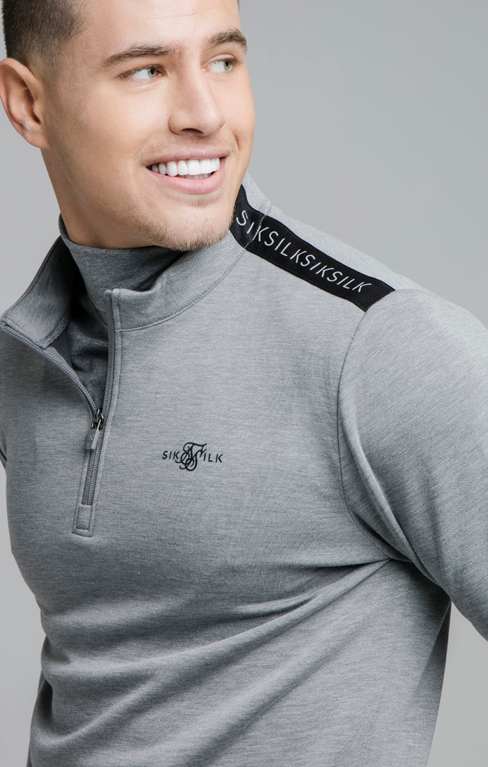 Grey Marl Quarter Zip Sport Top - Image 2