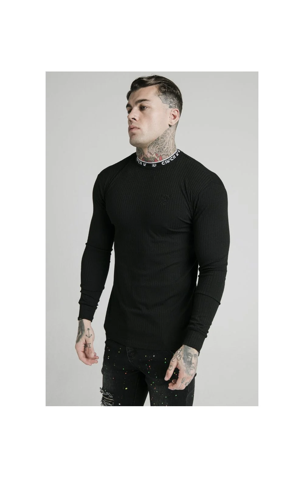 SikSilk L/S Rib Knit Tee - Black