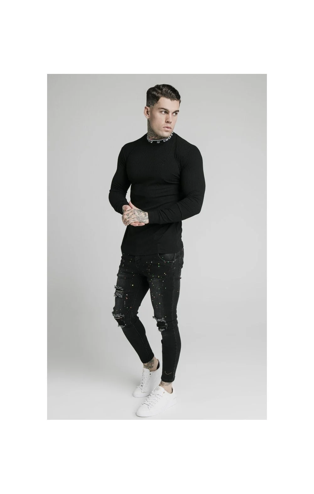SikSilk L/S Rib Knit Tee - Black - Image 4