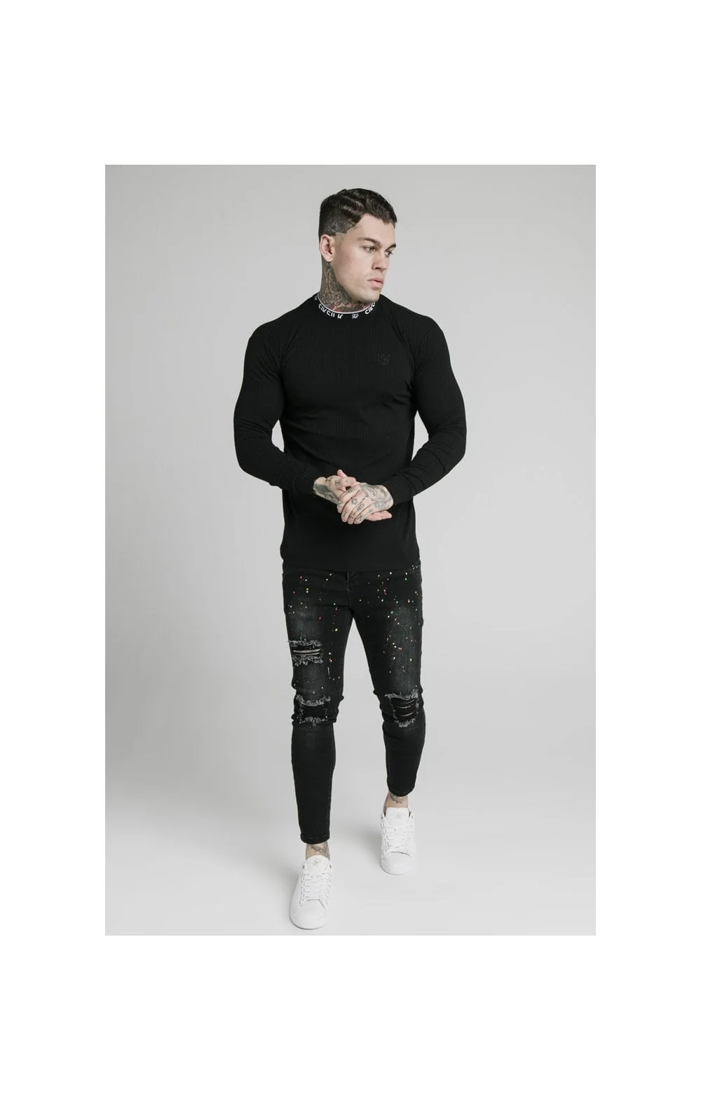 SikSilk L/S Rib Knit Tee - Black - Image 6