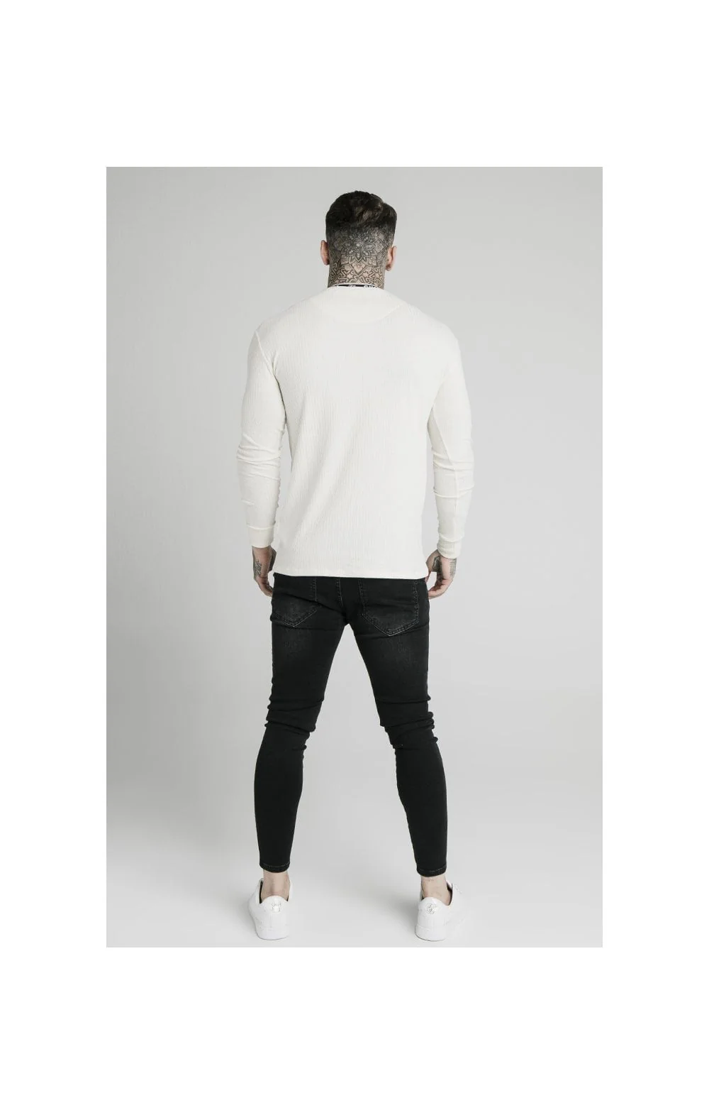 SikSilk L/S Rib Knit Tee - Off White - Image 6